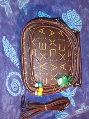 Brown Crossbody Bag with Yellow Monogram Accent